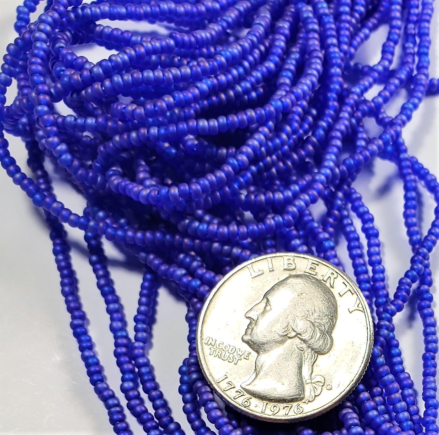 11/0 Dark Sapphire Matte AB Czech Seed Beads Full Hank