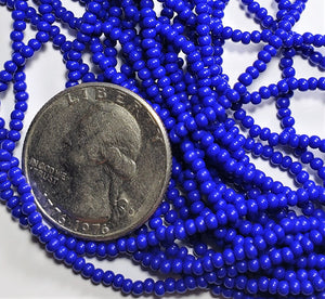 10/0 Royal Blue Opaque Czech Seed Beads Full Hank