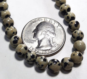 6mm Dalmation Jasper Round Gemstone Beads 8-Inch Strand