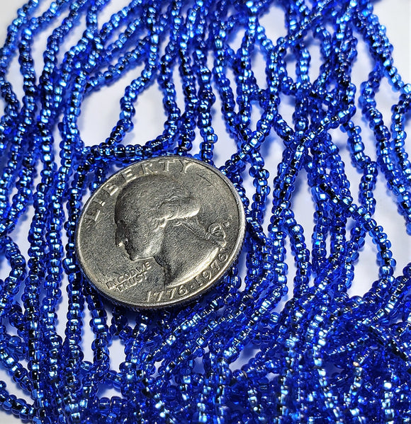 11/0 Sapphire Blue Silver-Lined Czech Seed Beads Full Hank
