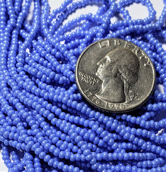 11/0 French Blue Opaque Luster Czech Seed Beads Full Hank