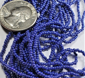 11/0 Royal Blue Opaque Luster Czech Seed Beads Full Hank