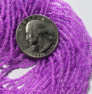 11/0 Crystal Purple-Lined Czech Seed Beads Full Hank