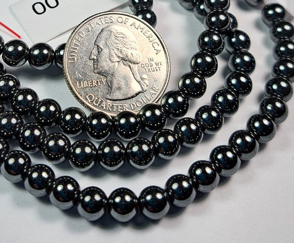 6mm Hematite Non-Magnetic Round Gemstone Beads 8-Inch Strand