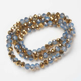 3x2mm Milky Blue Imitation Jade Half-Plated Glass Faceted Rondelle Beads 100ct