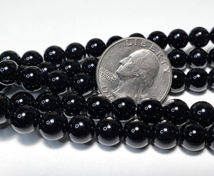 6mm Black Obsidian Round Gemstone Beads 8-Inch Strand