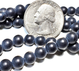 6mm Matte Black Onyx Round Gemstone Beads 8-Inch Strand
