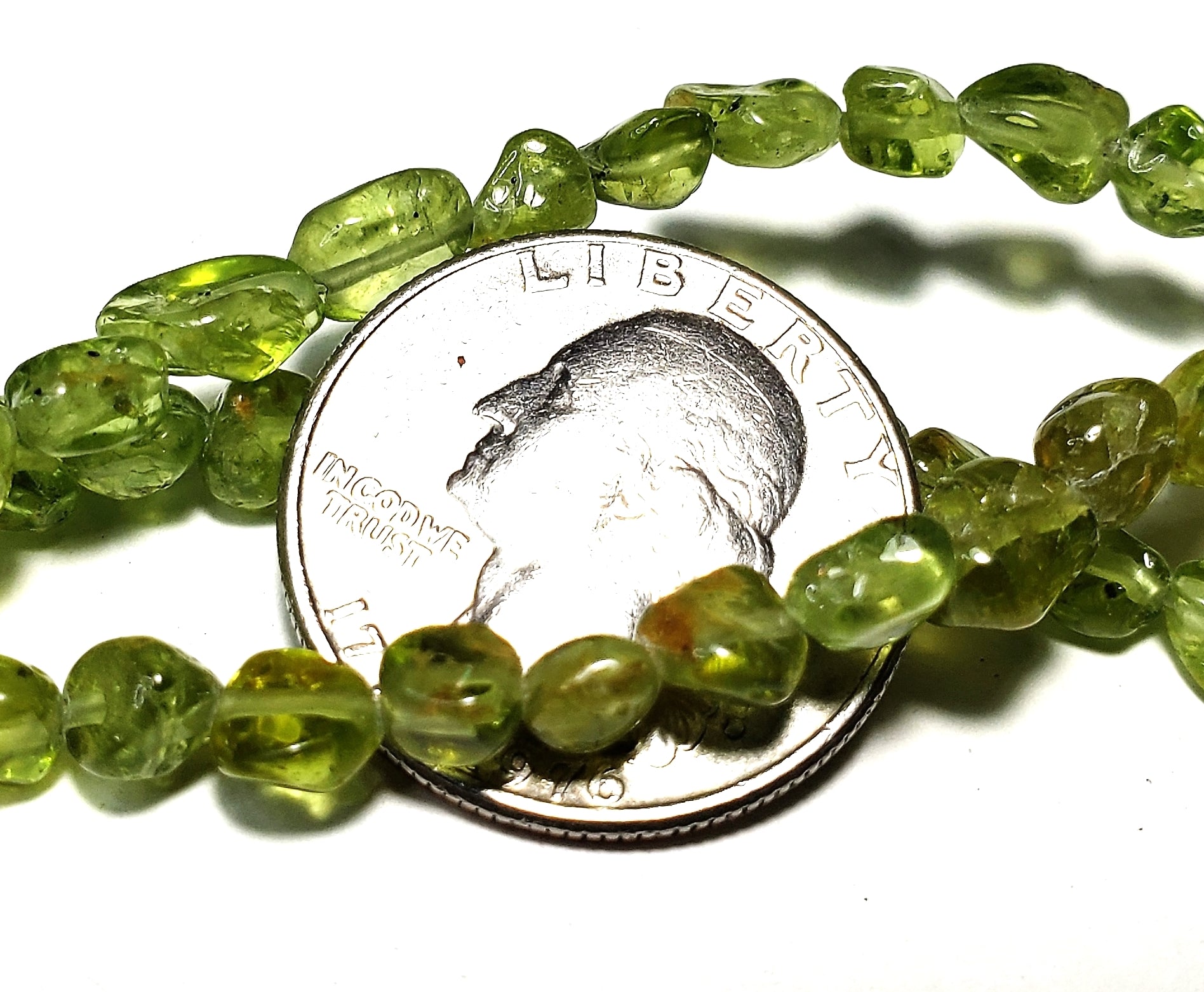 5x3mm Peridot Green Pebble Nugget Gemstone Beads 8-Inch Strand