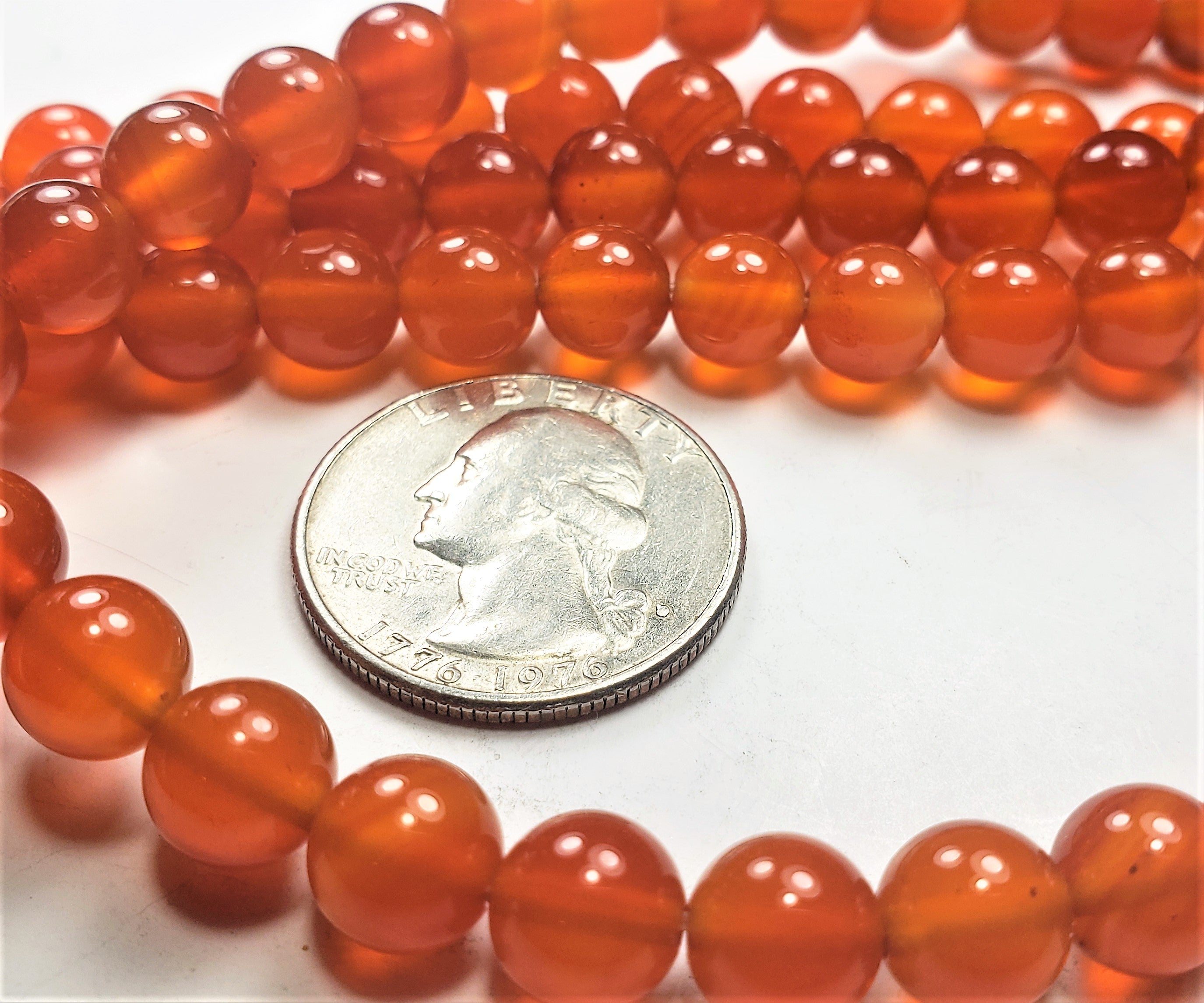 8mm Carnelian Round Gemstone Beads 8-inch Strand