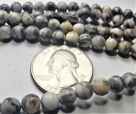 6mm Matte Picasso Jasper Round Gemstone Beads 8-inch Strand