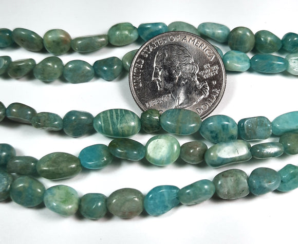 8x6 Green Amazonite Nugget Gemstone Beads 8-Inch Strand