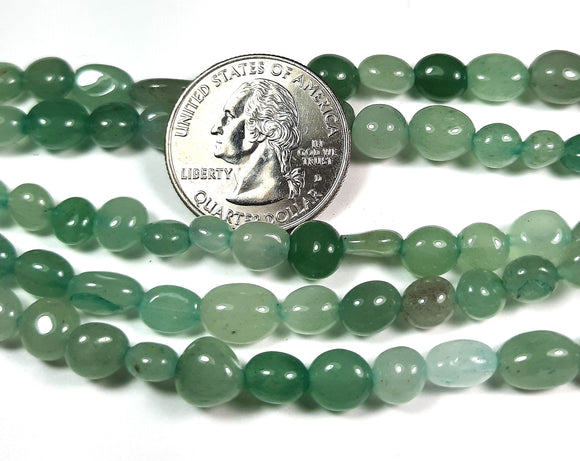 8x6mm Green Aventurine Nugget Gemstone Beads 8-Inch Strand