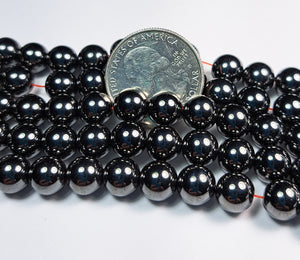 8mm Magnetic Hematite Round Gemstone Beads 8-Inch Strand