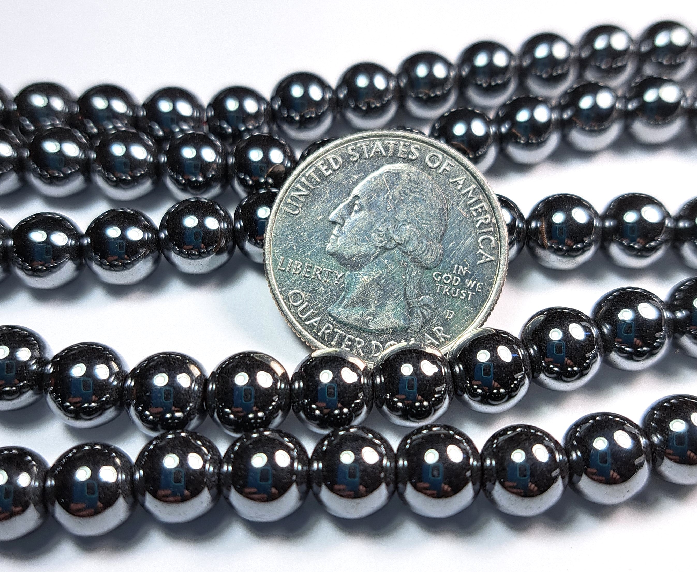 8mm Hematite Non-Magnetic Round Gemstone Beads 8-Inch Strand