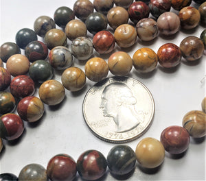 8mm Red Creek Jasper Round Gemstone Beads 8-inch Strand