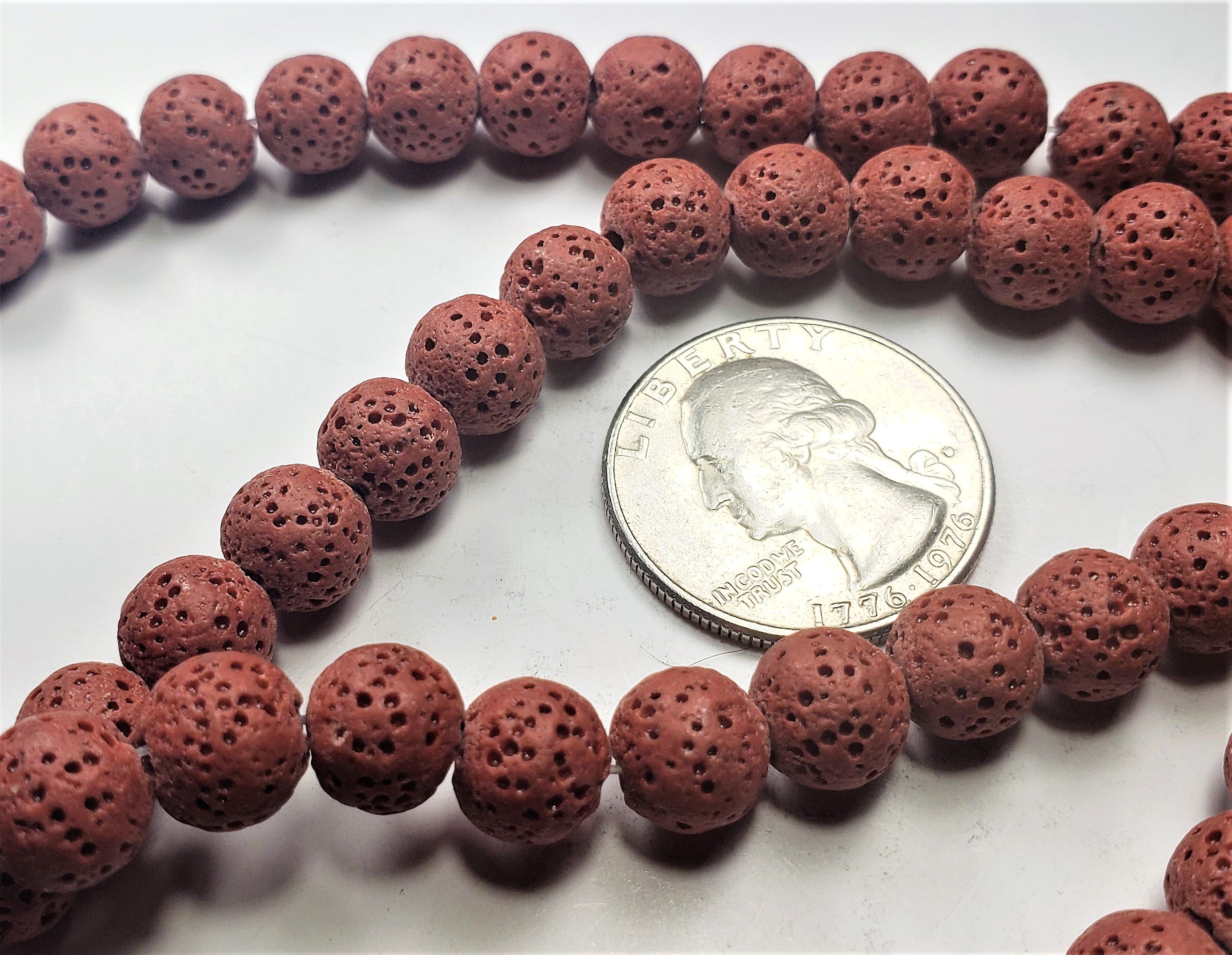 8mm Red Lava Round Gemstone Beads 8-inch Strand