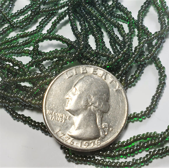11/0 Emerald Topaz-Lined Czech Seed Beads Full Hank