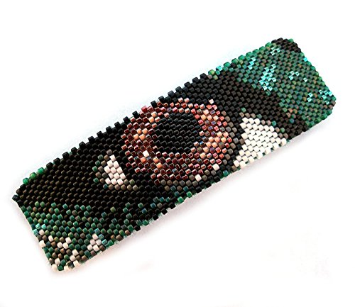 Copper and Green Dragon Eye Beaded Authentic French Clip Large Barrette