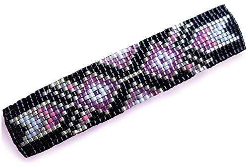 Purple and Silver Tribal Arrows Geometric Loom Beaded Large Barrette Handmade