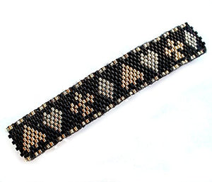Card Suit High Roller Large French Barrette Beaded in Gold Silver and Black