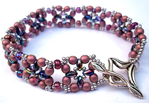 Dusty Rose Victorian Beaded Bracelet Handmade Bead-Woven