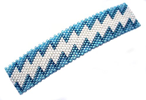 Aqua Lightning Geometric Peyote Large Handmade Beaded Barrette