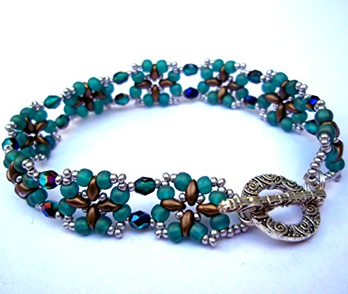 Bronze and Teal Renaissance Handmade Beaded Bracelet