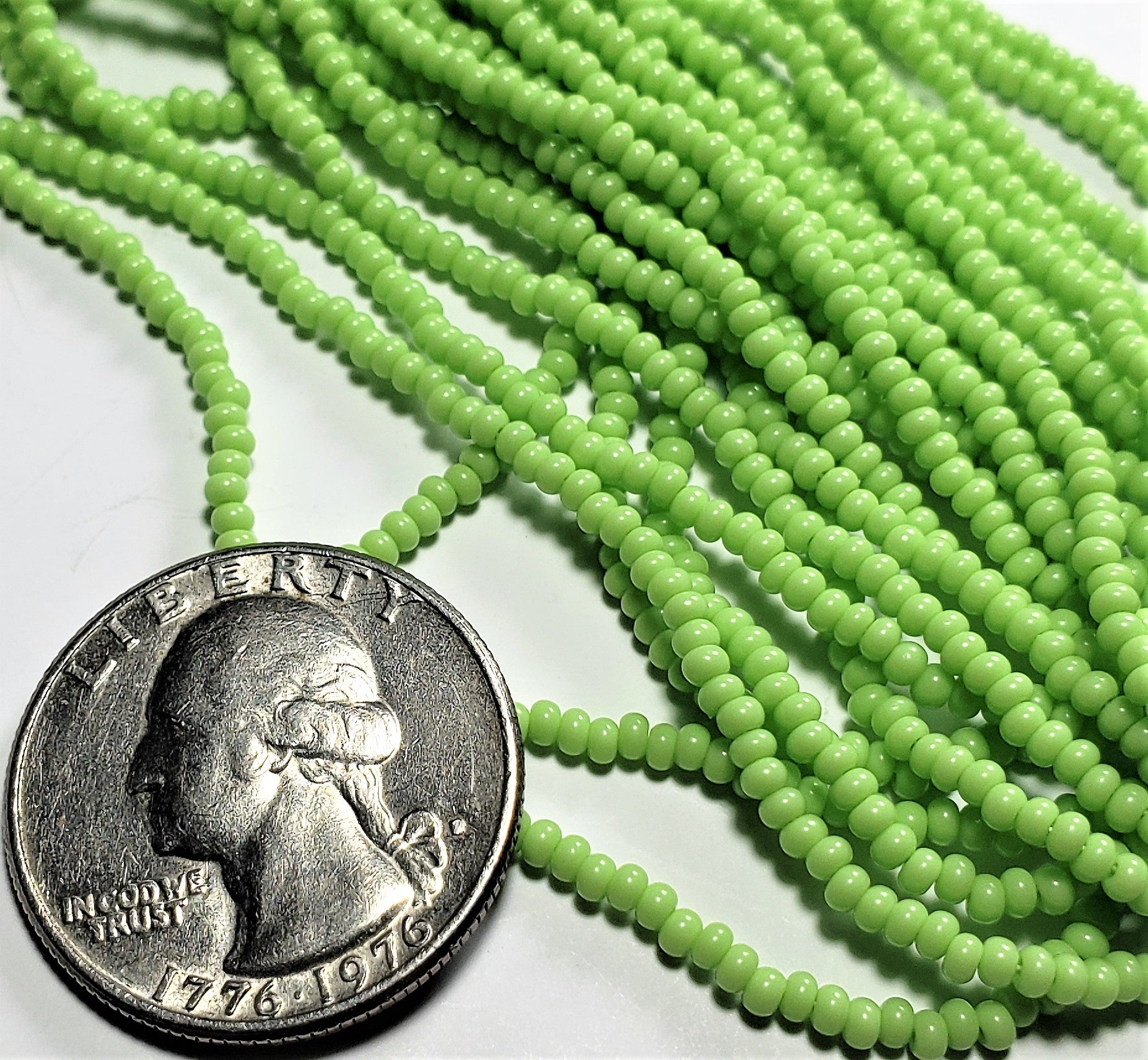 10/0 Lime Green Opaque Czech Seed Beads Full Hank