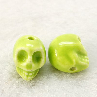 13x11mm Porcelain Skull Beads Mixed Color 10ct