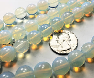 12mm Opal Glass Quartz Round Gemstone Beads 8-inch Strand