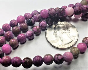 6mm Matte Peace Jade Charoite Color Round Gemstone Beads 8-inch Strand
