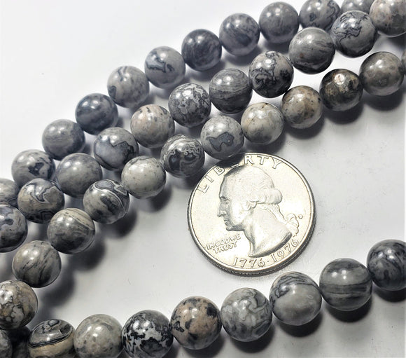8mm Picasso Jasper Round Gemstone Beads 8-inch Strand