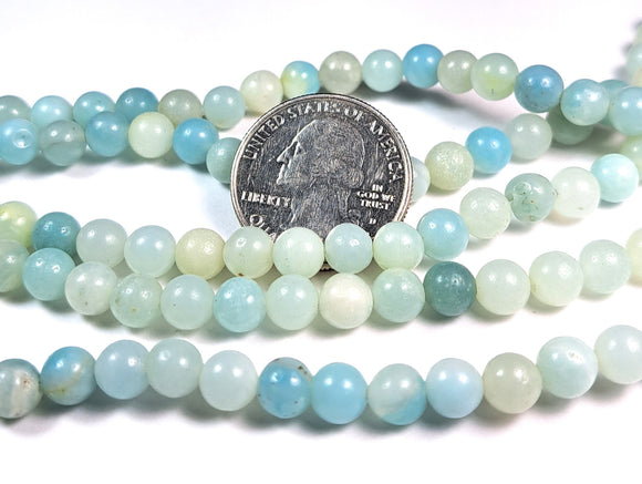 6mm Amazonite Round Gemstone Beads 8-Inch Strand