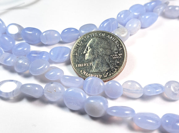 8x6mm Blue Lace Agate Nugget Gemstone Beads 8-Inch Strand