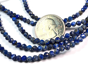 4mm Lapis Faceted Round Gemstone Beads 8-Inch Strand