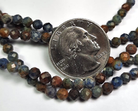 4mm Sodalite Faceted Round Gemstone Beads 8-Inch Strand