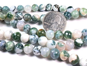 8mm Tree Agate Round Gemstone Beads 8-Inch Strand