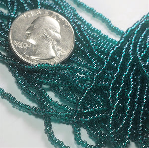 11/0 Teal Luster Czech Seed Beads Full Hank