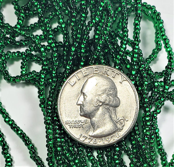 11/0 Emerald Silver-Lined Czech Seed Beads Full Hank