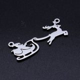 11x27.5mm Stainless Steel Christmas Reindeer and Santa Claus Pendant Connector