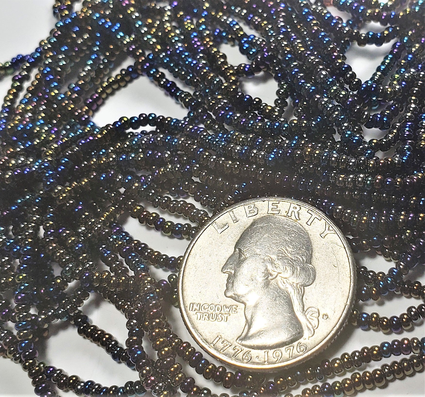 11/0 Jet AB Czech Seed Beads Full Hank