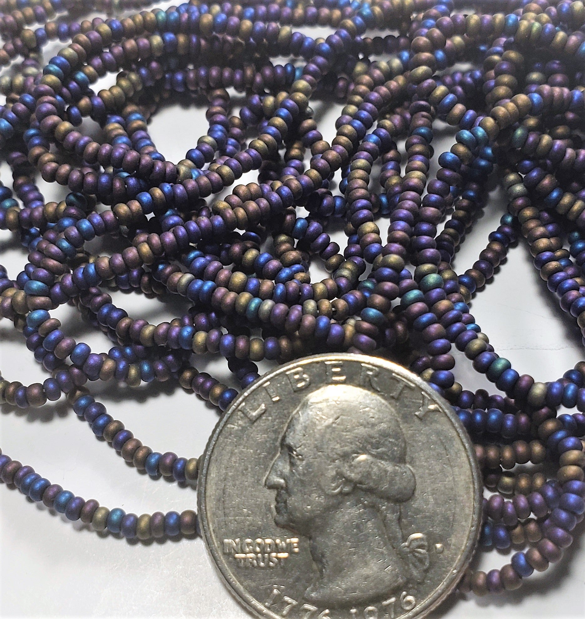 11/0 Jet Matte AB Czech Seed Beads Full Hank