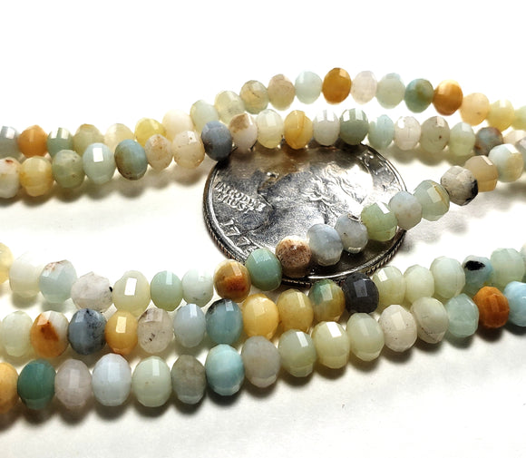 5x4mm Amazonite Faceted Rondelle Gemstone Beads 8-Inch Strand