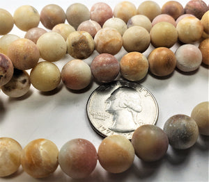 10mm Matte Amazonite Autumn Colors Round Gemstone Beads 8-inch Strand