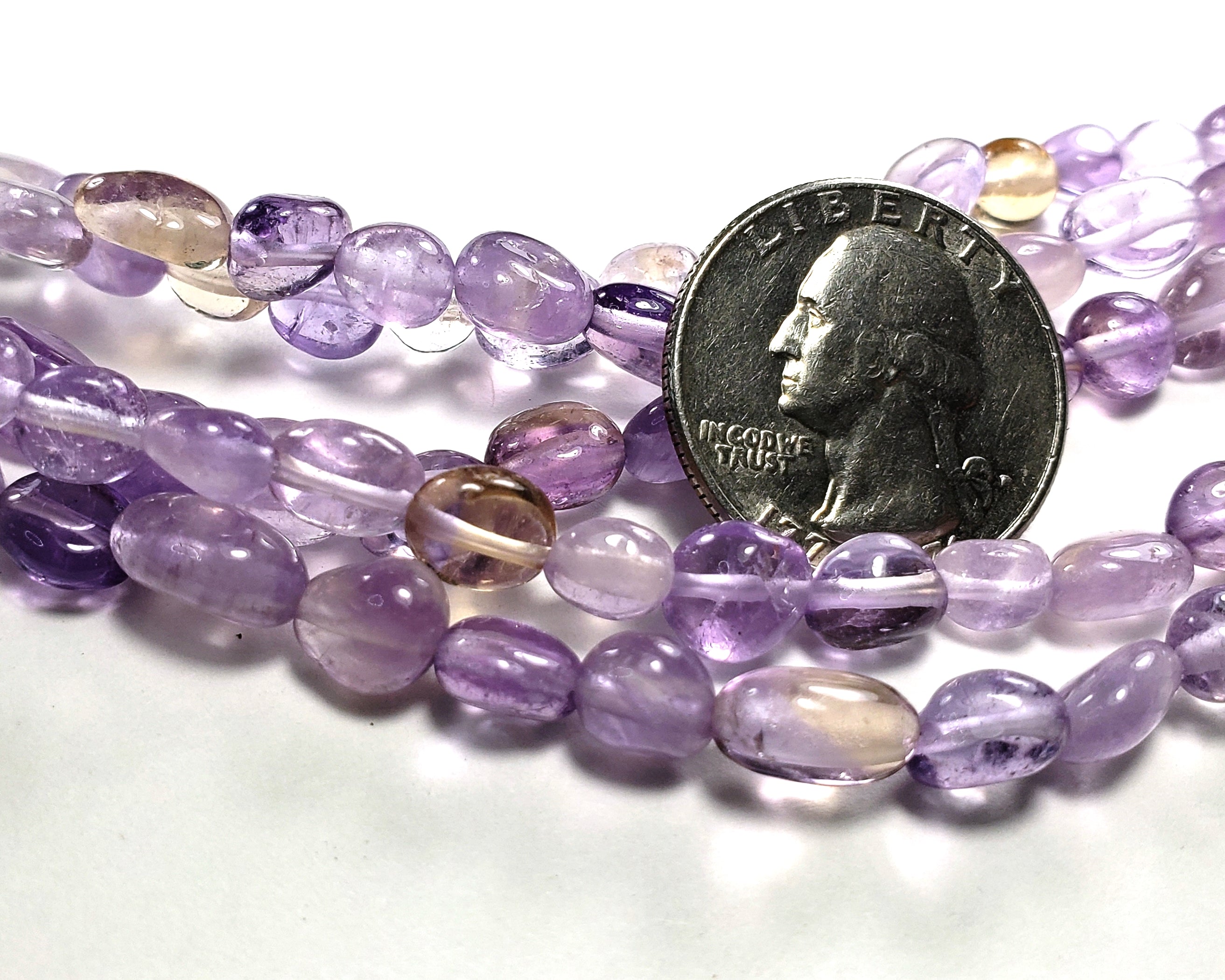 8x6mm Ametrine Nugget Gemstone Beads 8-Inch Strand