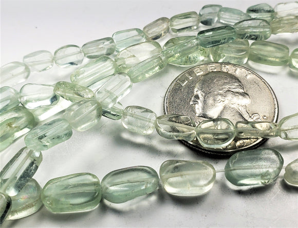 Green Fluorite Freeform Flat Nugget Gemstone Beads 8-inch Strand