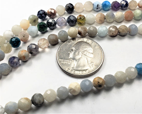 4.5mm Mixed Stone Faceted Round Gemstone Beads 8-inch Strand