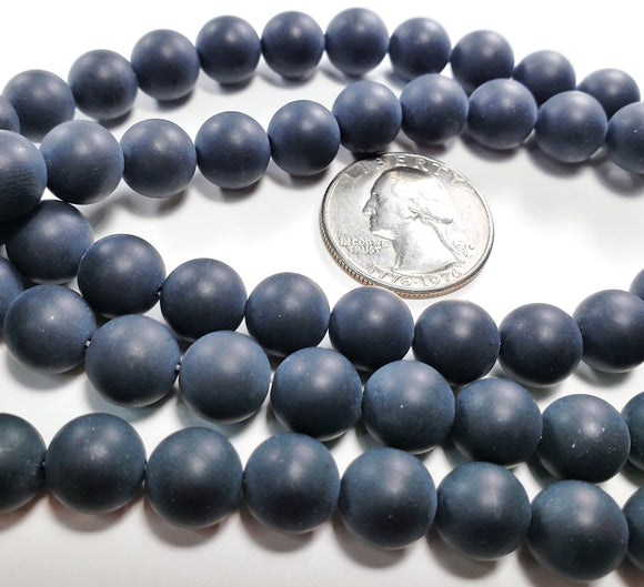 10mm Matte Black Onyx Round Gemstone Beads 8-Inch Strand