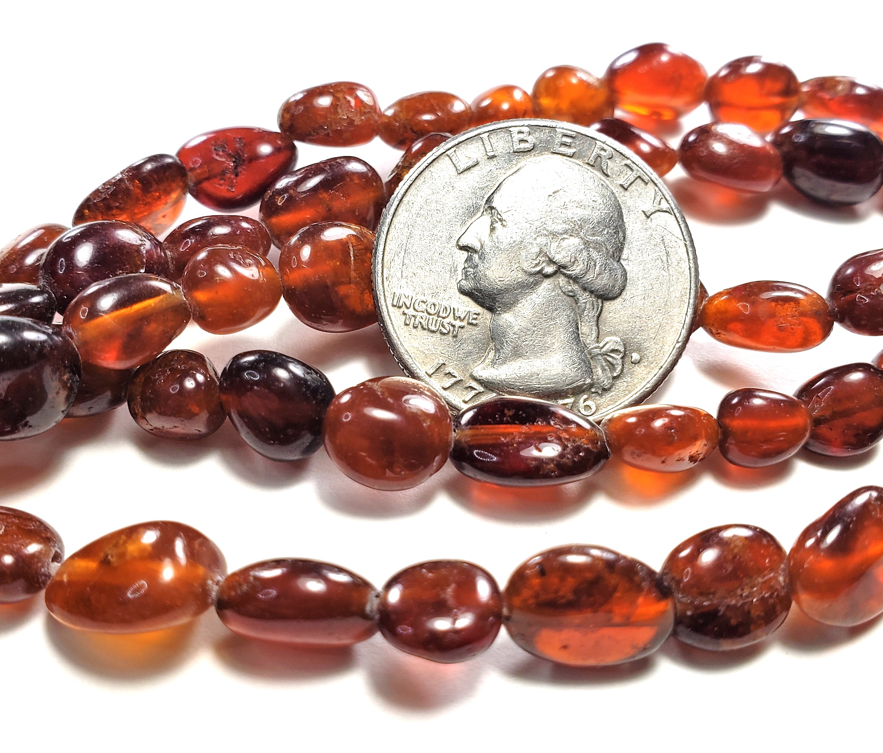 8x6mm Orange Garnet Nugget Gemstone Beads 8-Inch Strand