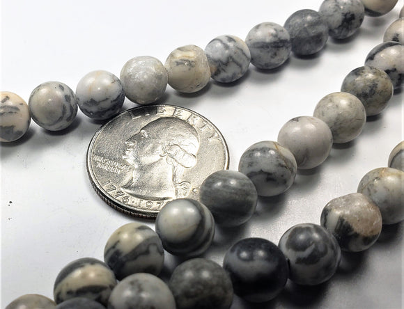 8mm Matte Picasso Jasper Round Gemstone Beads 8-inch Strand